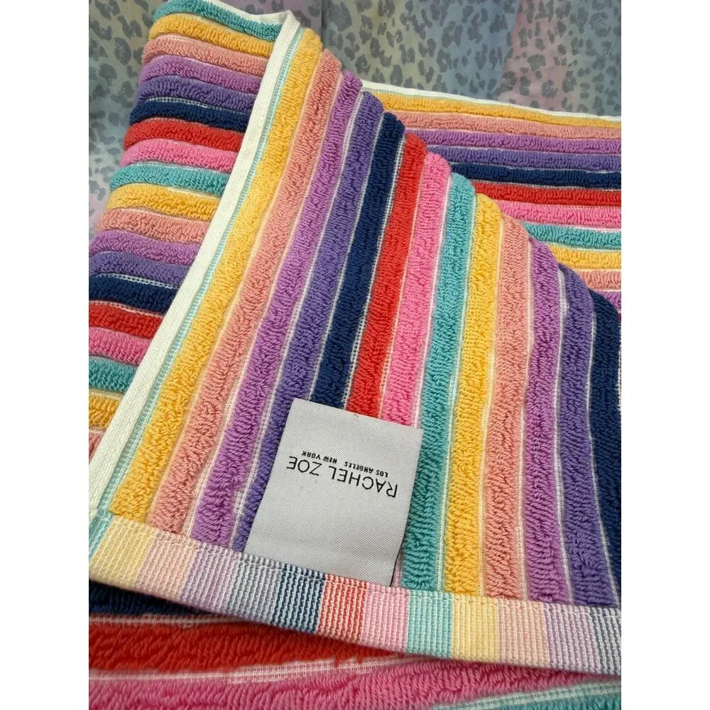 Rachel Zoe Rainbow Stripe 100% Cotton Bath Towel 30x56 NWT